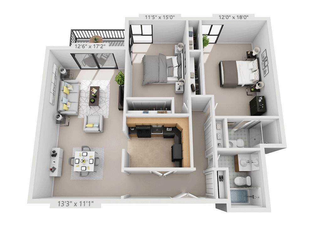 Floor Plan - Tower (2 Bedroom Corner)