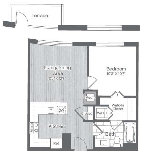 Floor Plan - 1 Bed/1 Bath-A2