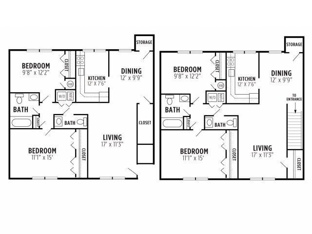 Floor Plan - 2 bedroom, 1.5 bath
