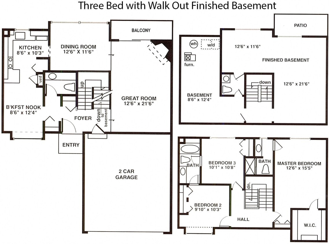 Floor Plan - North - 3 Bedroom 2 Full Bath and 2 Half Bath +...