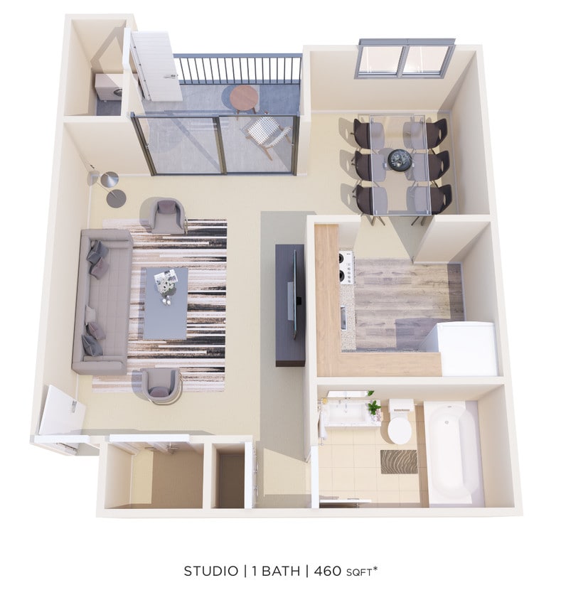 Floor Plan - Studio - 460 sqft