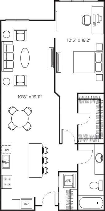Floor Plan - One Bedroom T_NOBALCONY (1A)