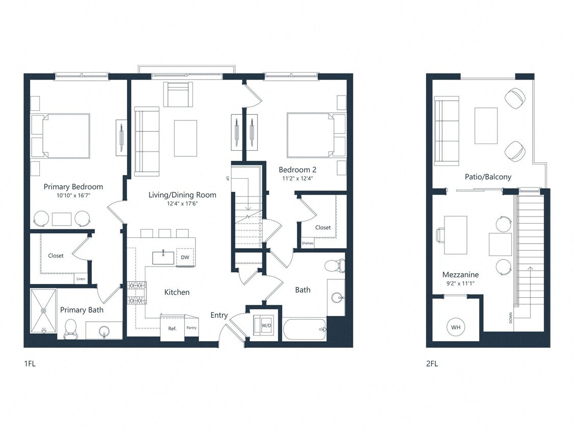 Floor Plan - C1M1 Loft | 2 Bed | 2 Bath | Loft