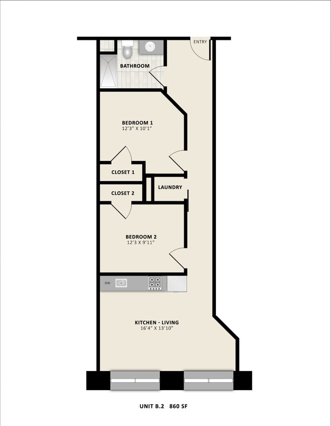 B2 - B2 - 2 bed 1 bath
