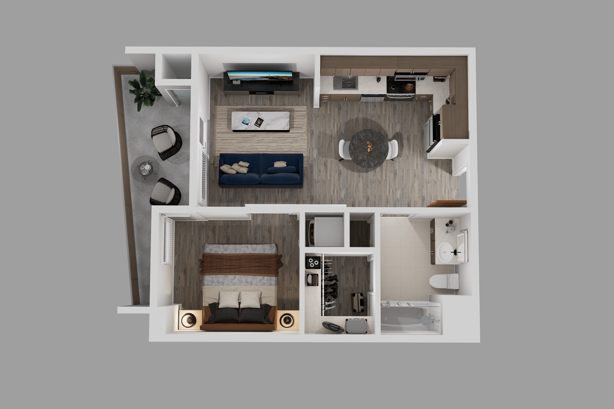 Floor Plan - One Bedroom + One Bath 
