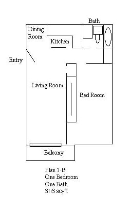 1-B - One Bedroom 1-B