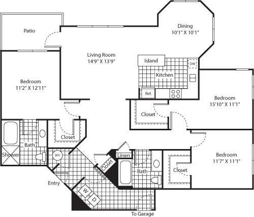 Floor Plan - Three Bed C-1 - Phase II
