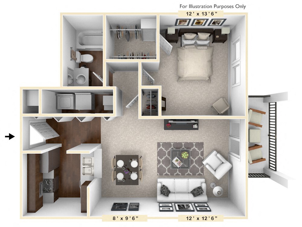 Floor Plan - The Filly 1 BR 1 BA
