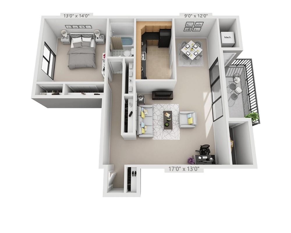 Floor Plan - Garden (1 Bedroom Outside)