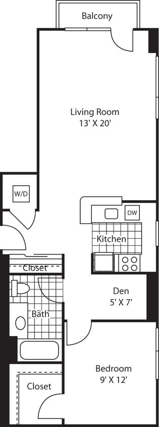 Floor Plan - One Bedroom 762
