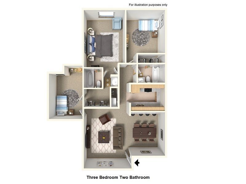 Floor Plan - Three Bedroom Two Bathroom