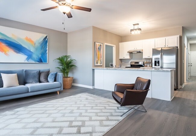 1BR, 1BA Living Room - Club Villas Apartments