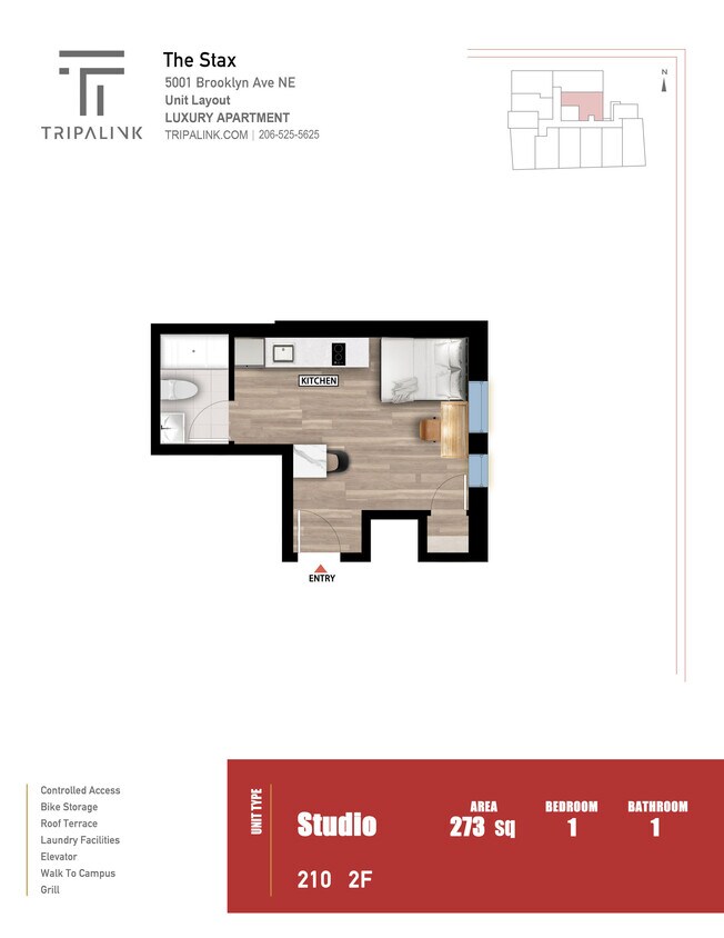 Floor Plan - Studio - 273 sqft