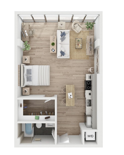 Floor Plan - Studio - 631 sqft
