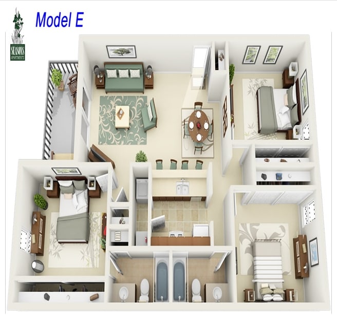 Model E - 3/2 1206 SQ FT