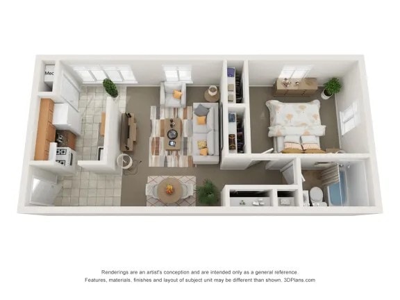 Floor Plan - 1 BED  1 BATH