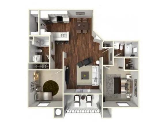 Floor Plan - 2 Bedroom, 2 Bathroom