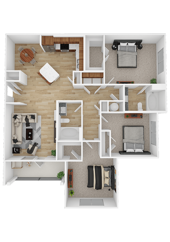 Discover this stunning two-bedroom apartment layout designed for modern living. - C1