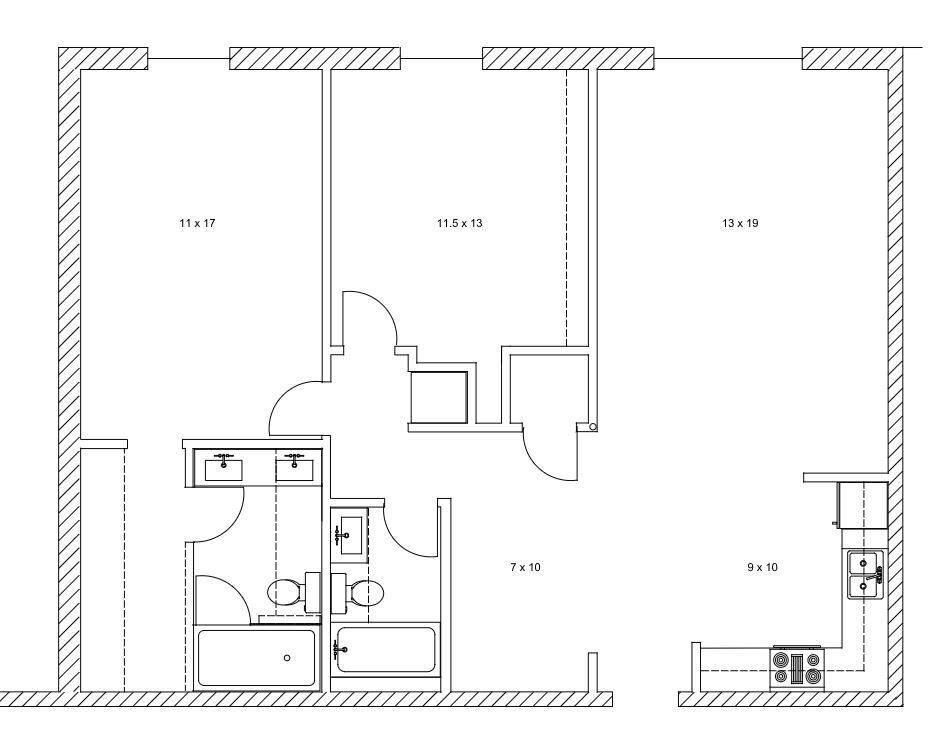 Floor Plan - 2 Bdrm/2 Bath-1st FloorA