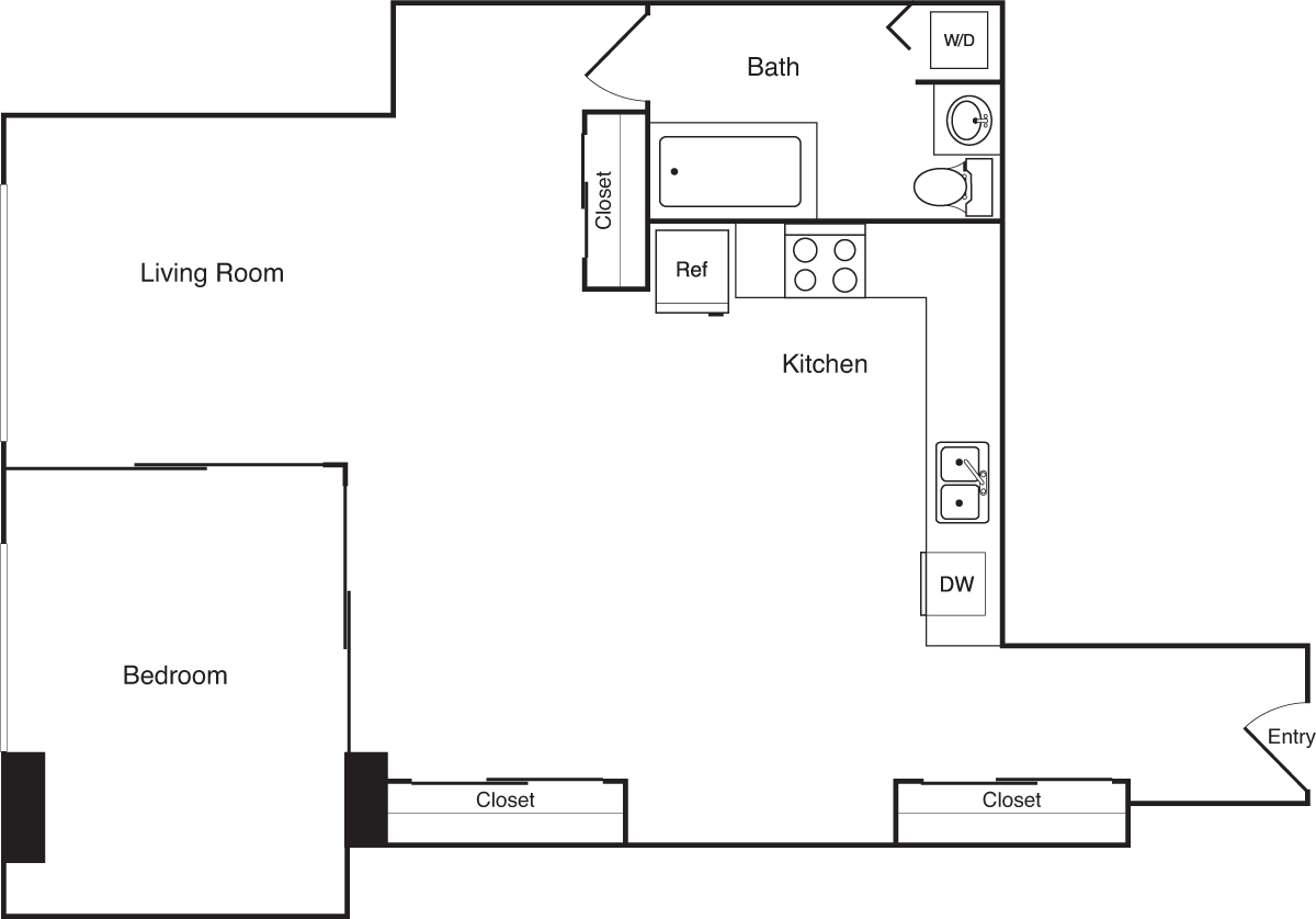 Floor Plan - One Bedroom 650