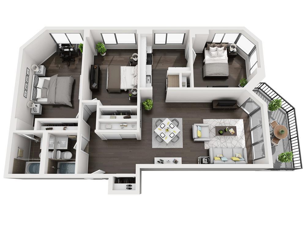 Floor Plan - Three Bedroom C2A-W