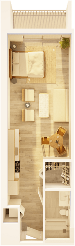 Floor Plan - West Studio Balcony on Promenade B