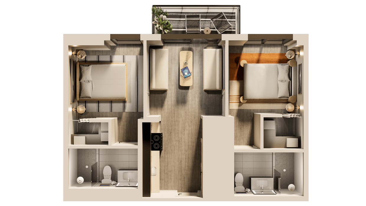 Floor Plan - Sebastian Inlet 2 Bedroom Furnished