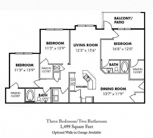 Floor Plan - 3 Bedroom/2 Bath B