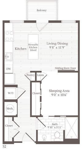 Floor Plan - Studio w-nook