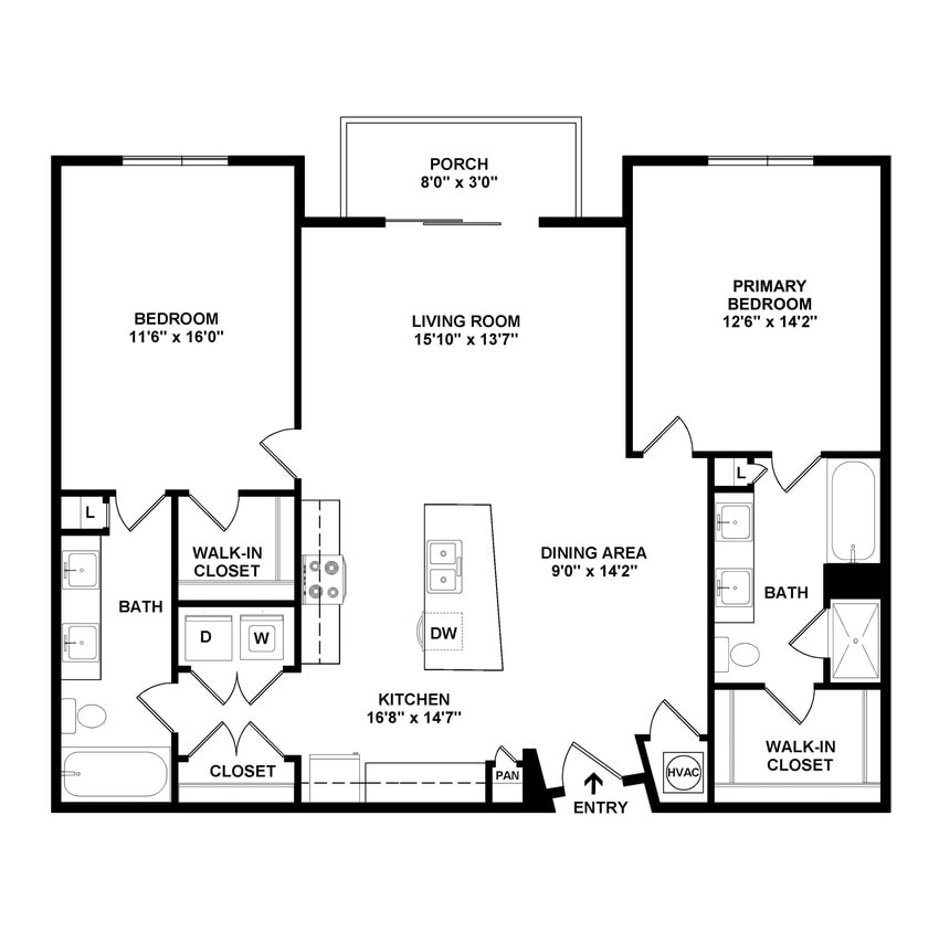Floor Plan - 2 Bed/2 Bath-B4