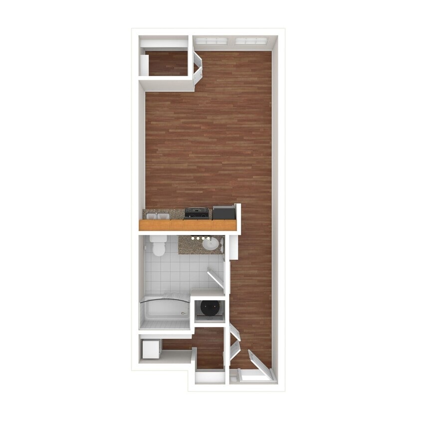 Floor Plan - 0 Bed x1 Bath 494 SF Studio