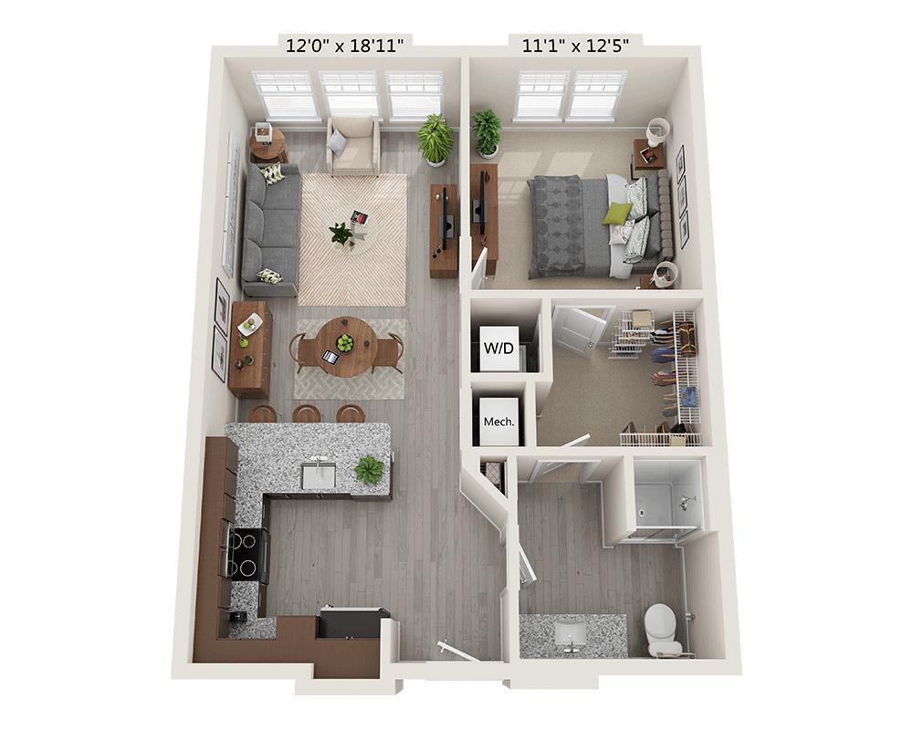 Floor Plan - One Bedroom A1C