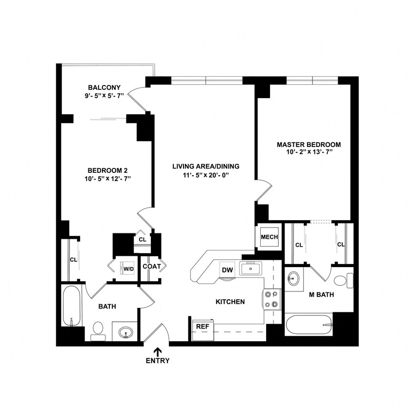 Floor Plan - 2 Bed/2 Bath-B01