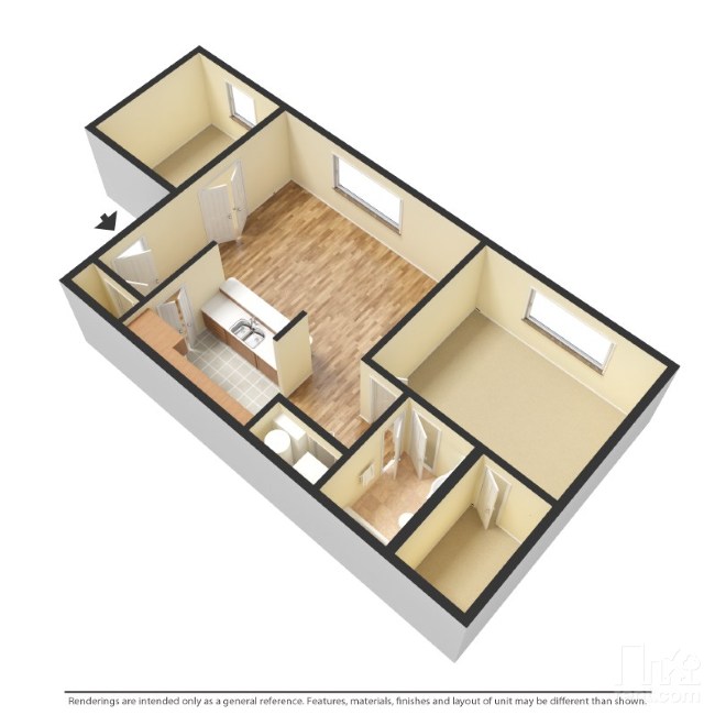 Floor Plan - Fairfax - 1 Bedroom with Den