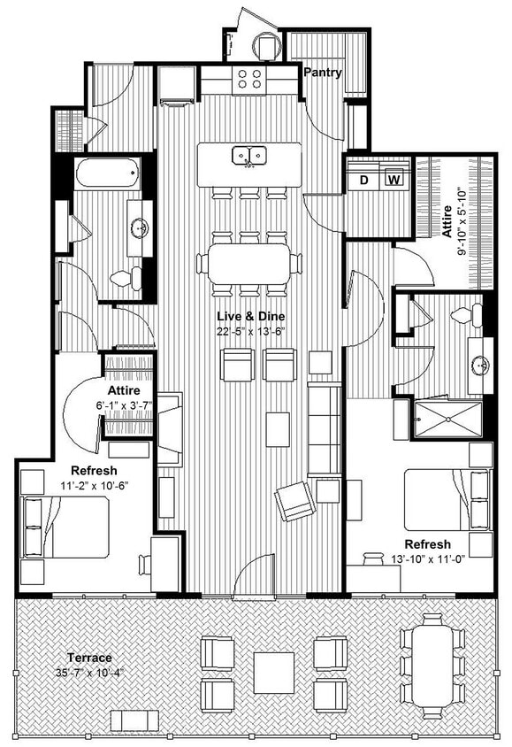 Refined 2 BR + Terrace, Gas Cooking - Refined 2 BR + Terrace,  Gas Cooking