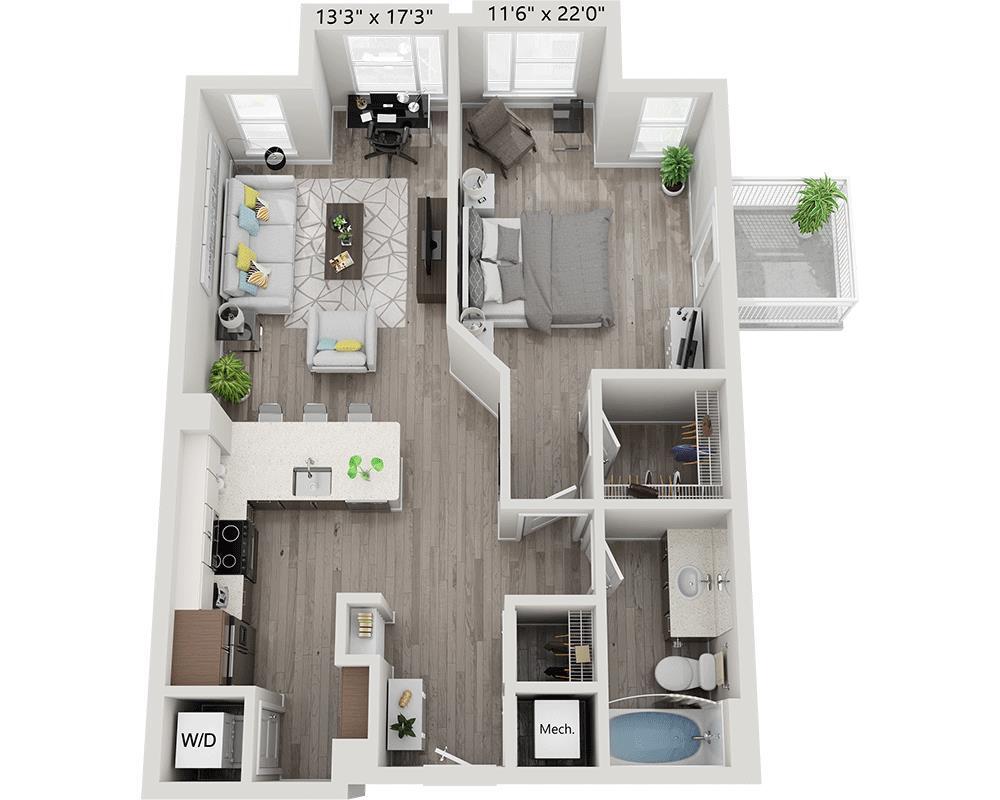 Floor Plan - One Bedroom A1R