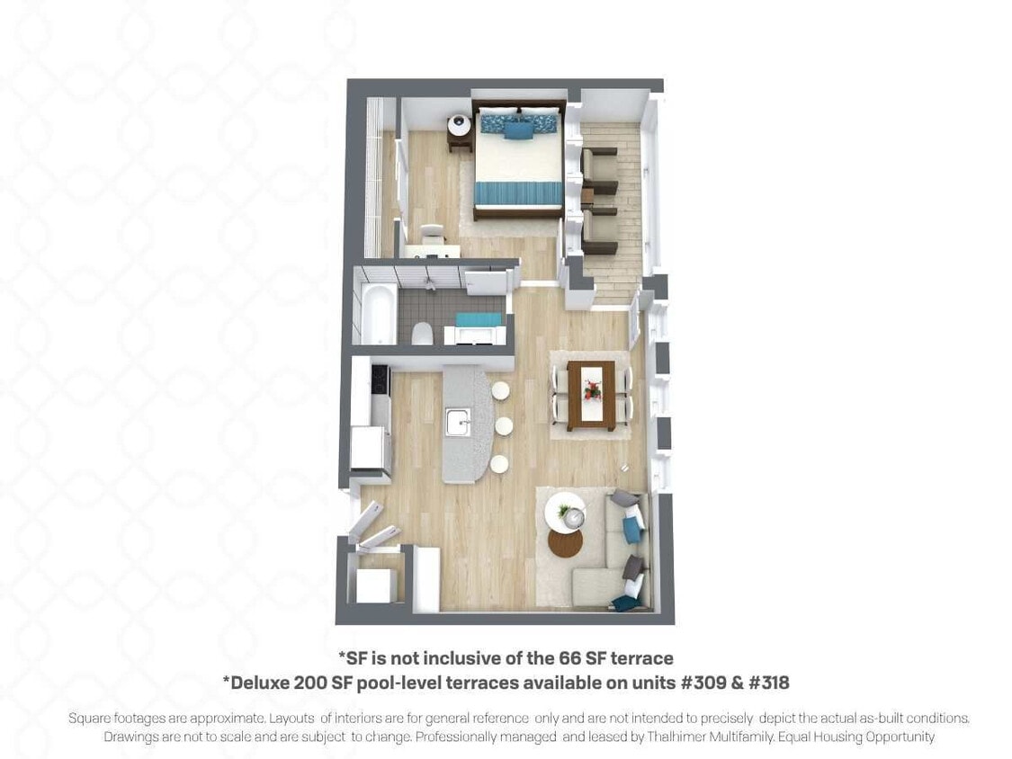 Floor Plan - Semmes | +66 sqft Terrace, Deluxe 200 SF pool-leve