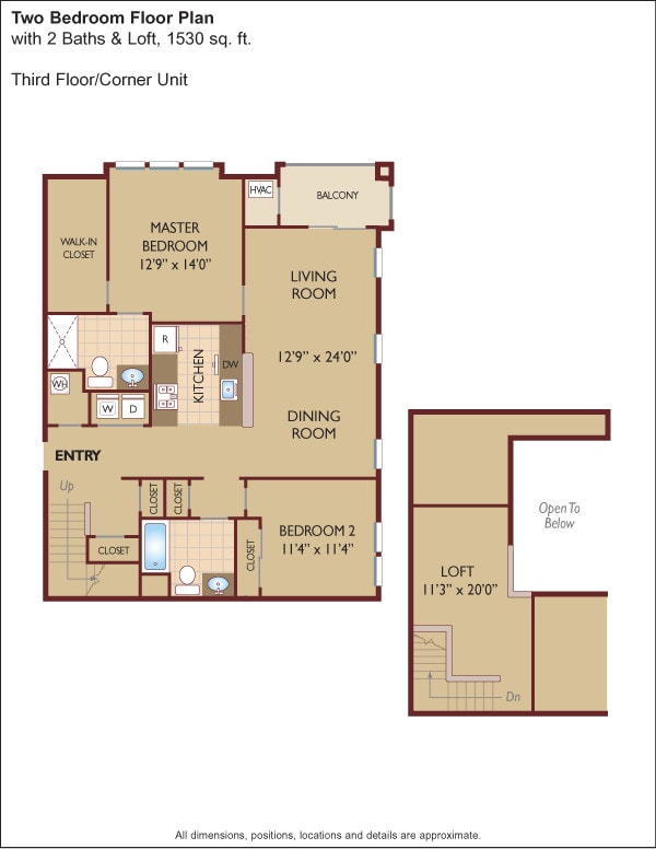 Floor Plan - $1.92/sq.ft. - Two Bedroom with Loft