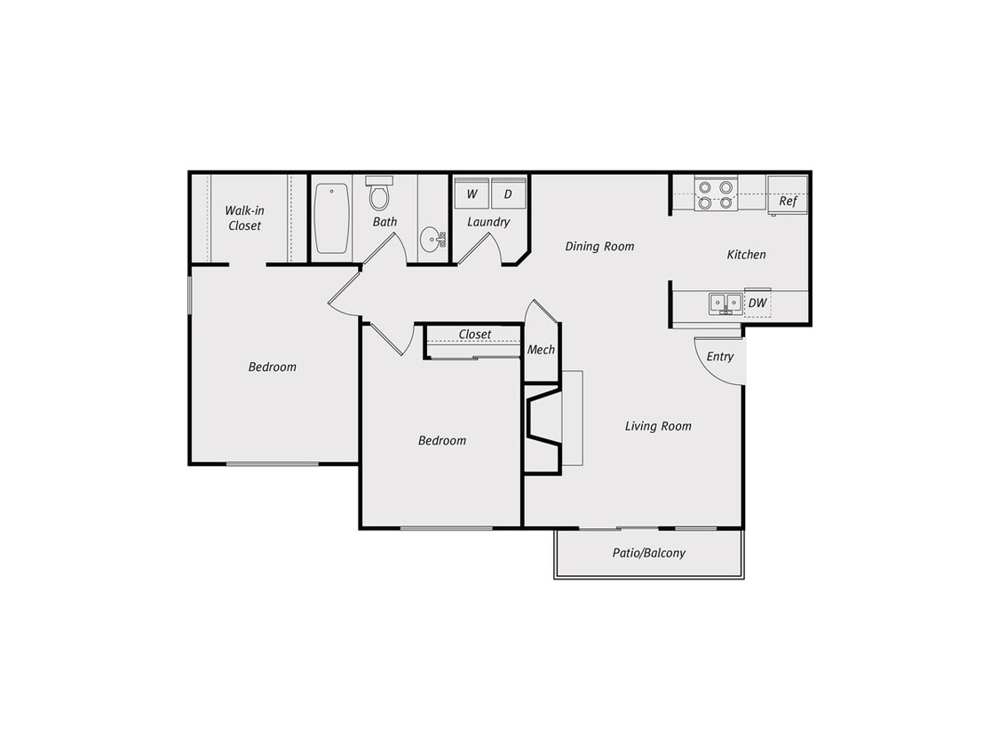 Floor Plan - 2B1Ba