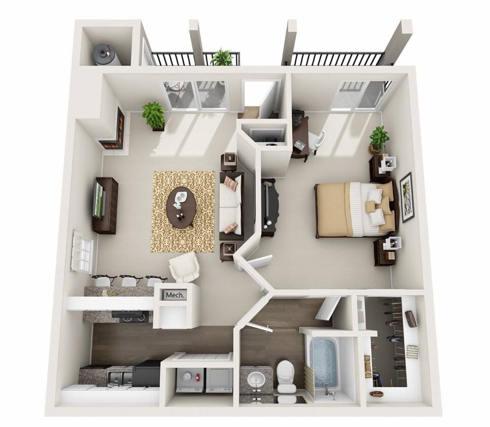 Floor Plan - 1 Bedroom 1 Bathroom La Mesa