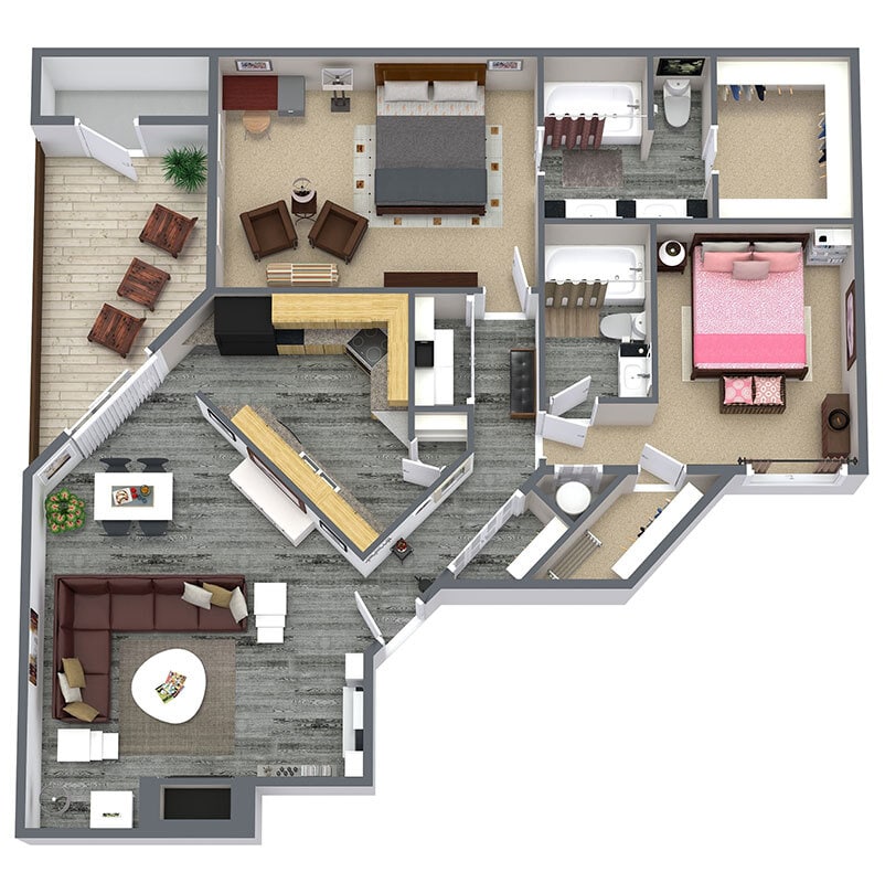 Floor Plan - 2 Beds