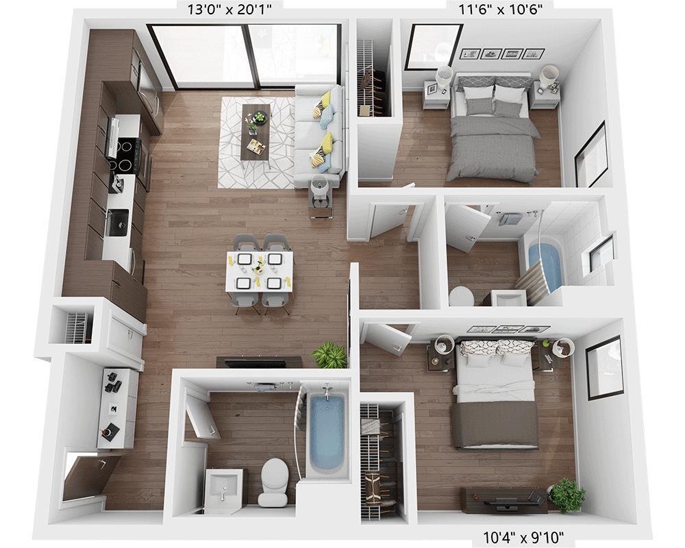 Floor Plan - Two Bedroom B2F