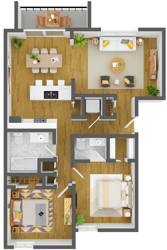 Floor Plan - Two Bedroom 1.5 Bath