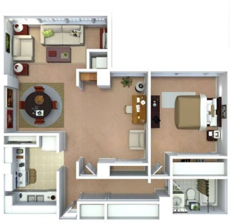 Floor Plan - 1BR - 1BTH DLX