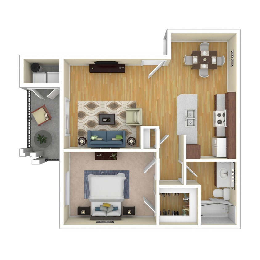 Floor Plan - 1 Bed 1 Bath 783 SqFt (690 Net)