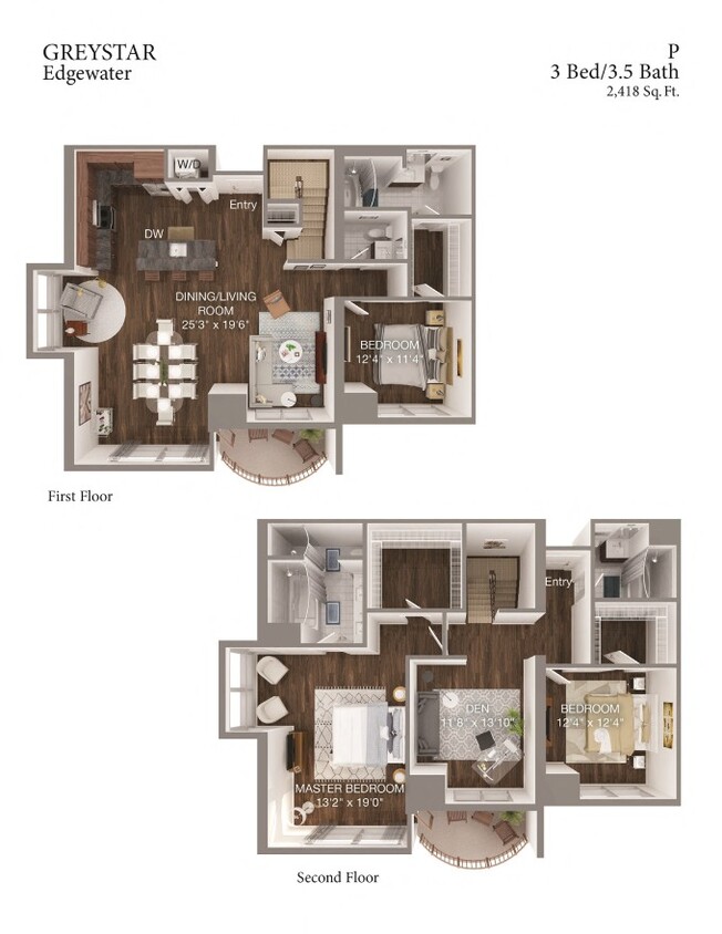 Floor Plan - P 3 Bed 3.5 Bath