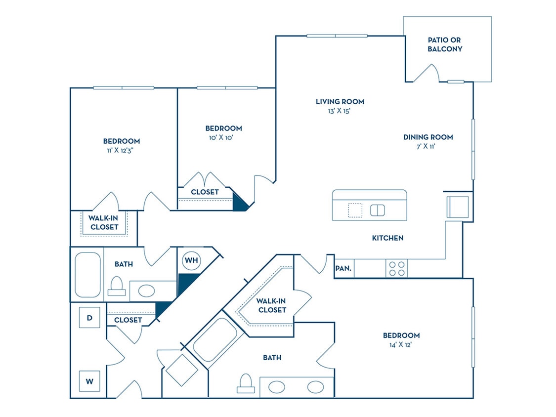 3 Bedroom | 2 Bath | 1429 SF - C1