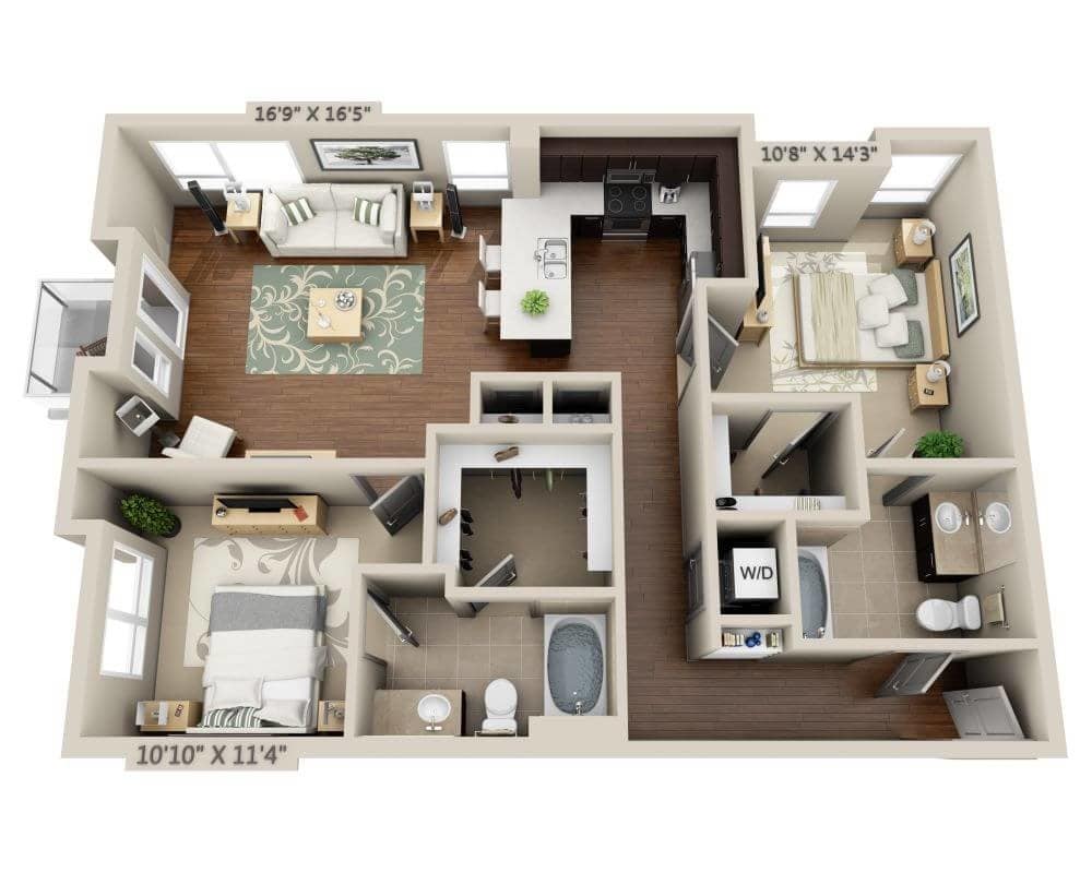 Floor Plan - Two Bedroom B2E