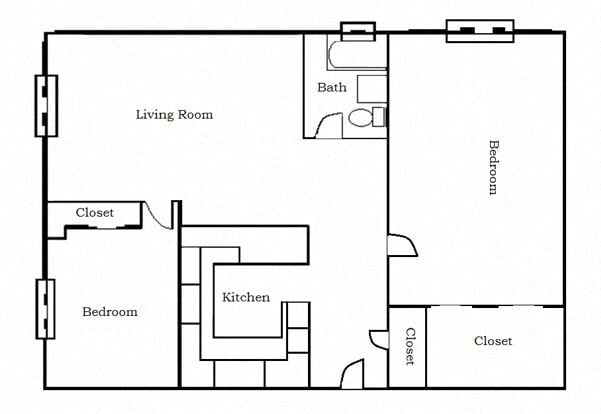 Floor Plan - 2 Bed, 1 Bath #618