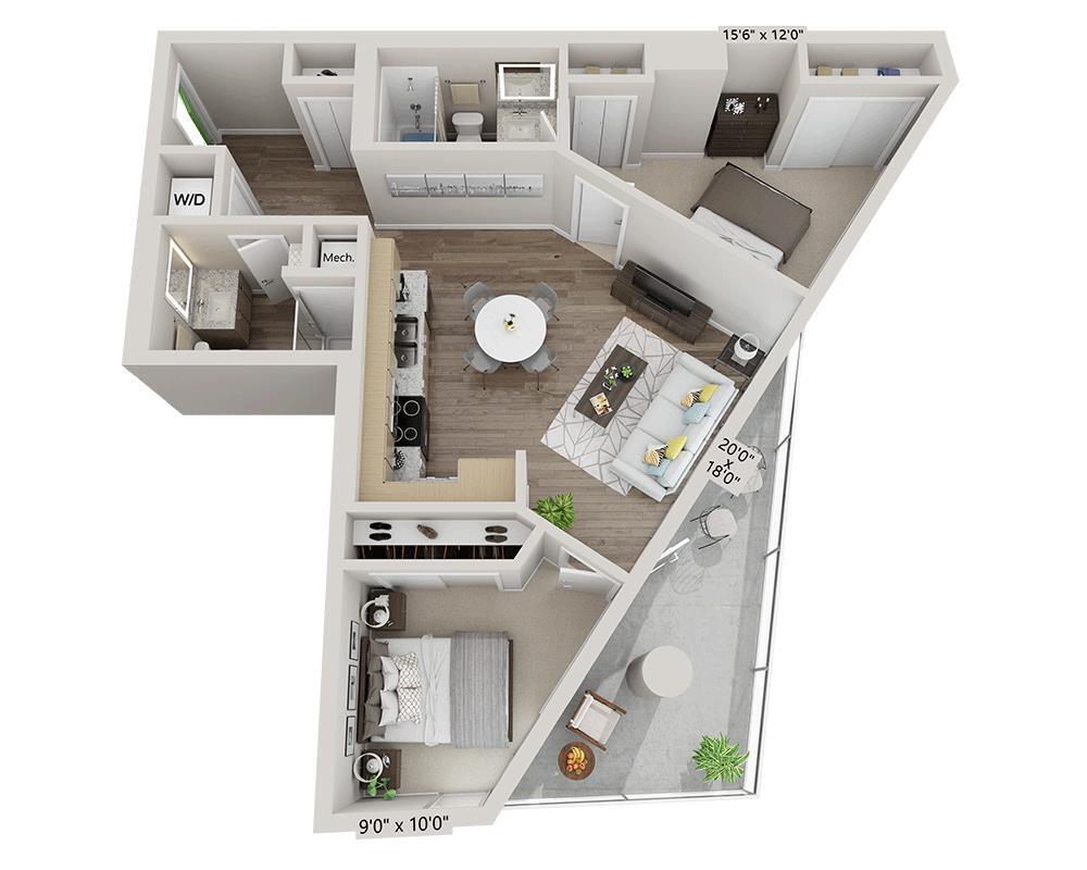 Floor Plan - Two Bedroom B2A